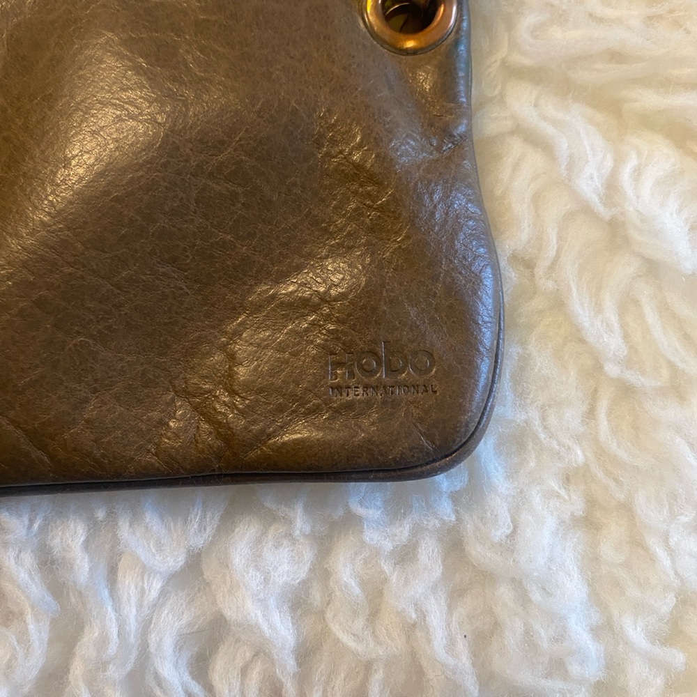 Hobo International Brown Wristlet Clutch with Gold Zipper and Wrist Strap